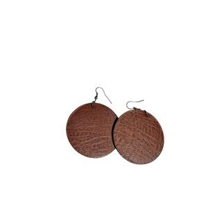 Elegant Brown Leather Earrings
